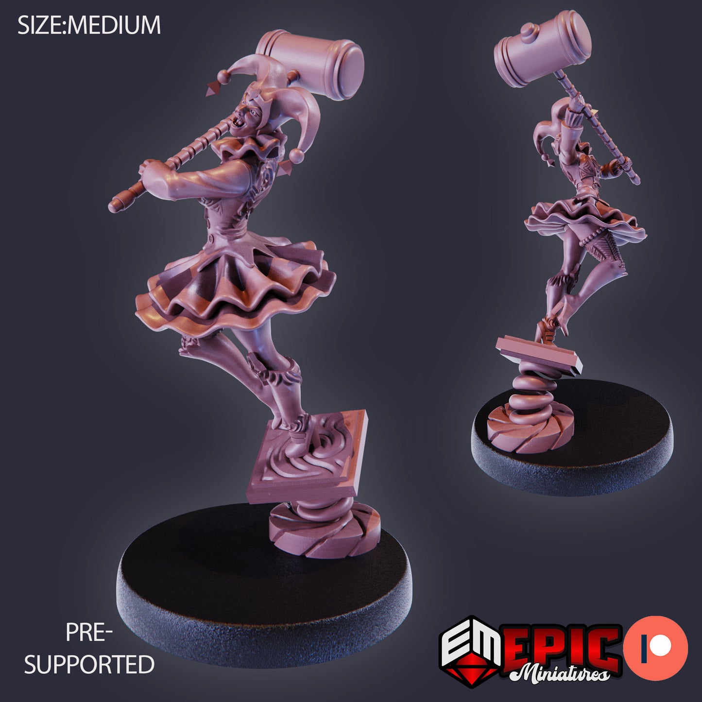 3D Resin Miniature Harlequin Mad Girl - D&D Epic Miniatures