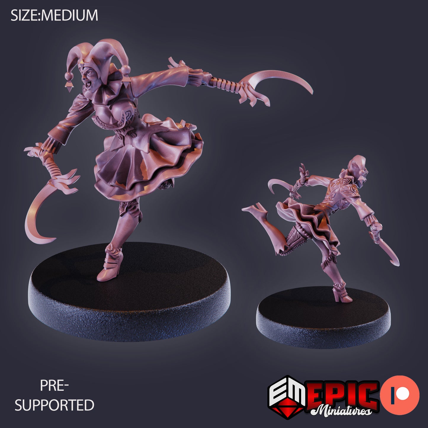 3D Resin Miniature Harlequin Mad Girl - D&D Epic Miniatures