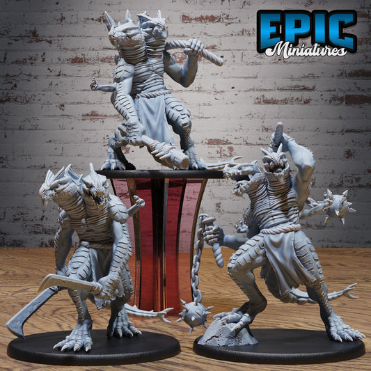 3D Resin Miniature Lizard Folk Ettin - D&D Epic Miniatures