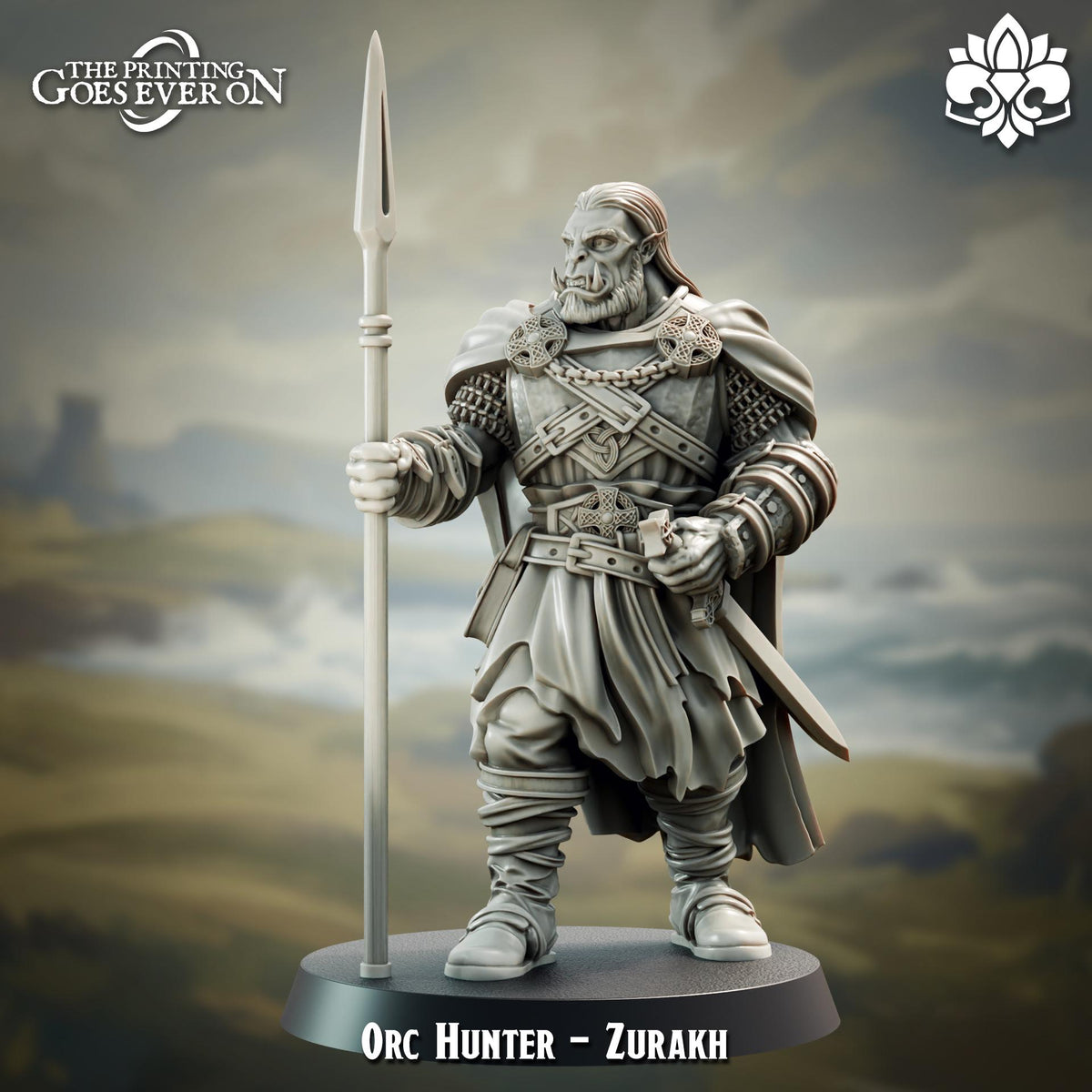 a detailed statue of a warrior standing in a pose with a spear in hand.