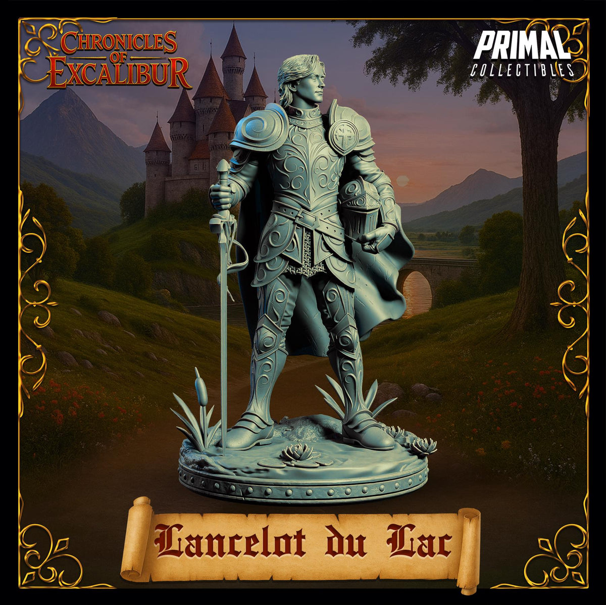 Knight Sir Lancelot - Chronicles of Excalibur miniature crafted in premium resin for collectors and gamers.