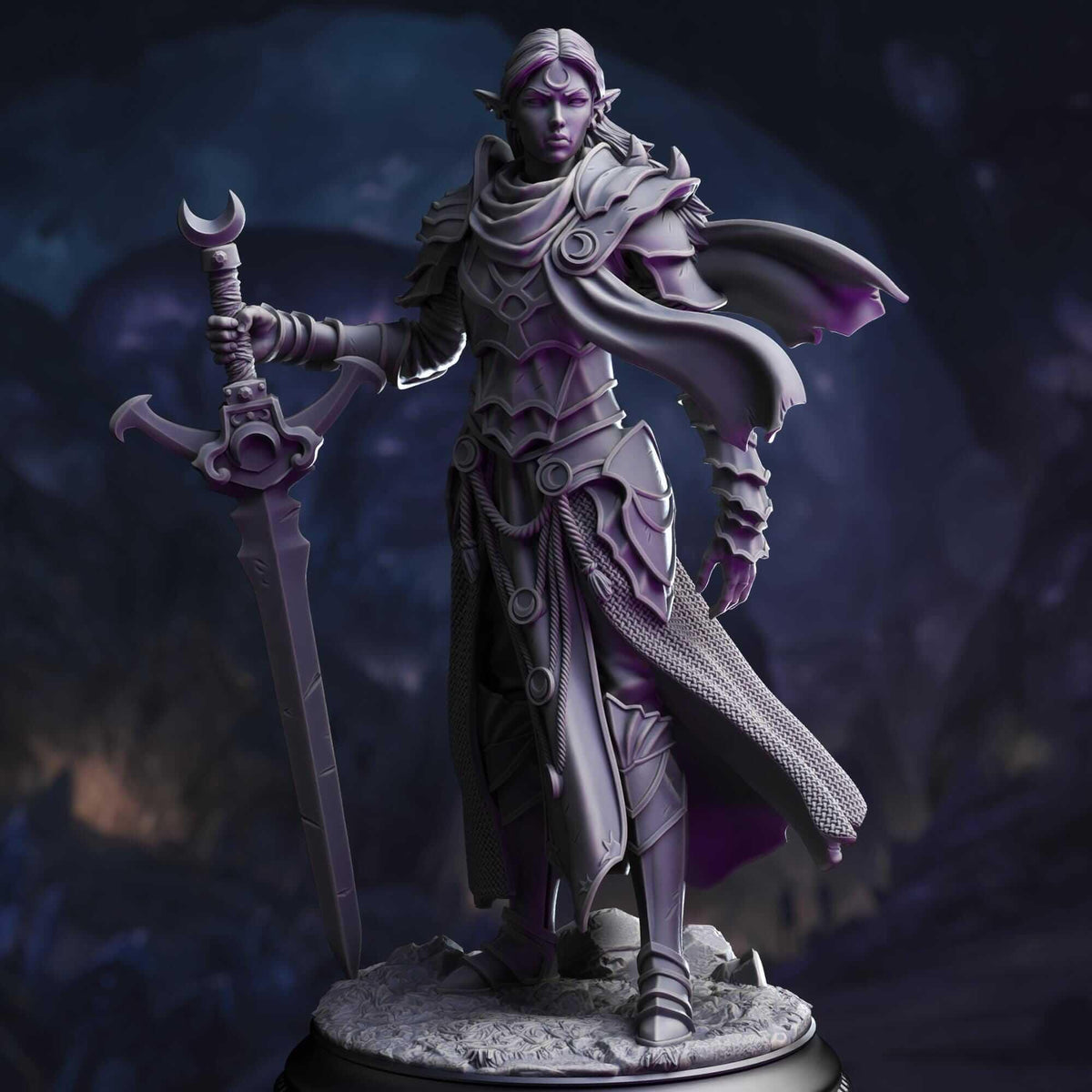 Drow Paladin of the Moon - Ilnia Vasrith - 3D Printed Resin RPG/Tabletop/Boardgames Miniature DM Stash