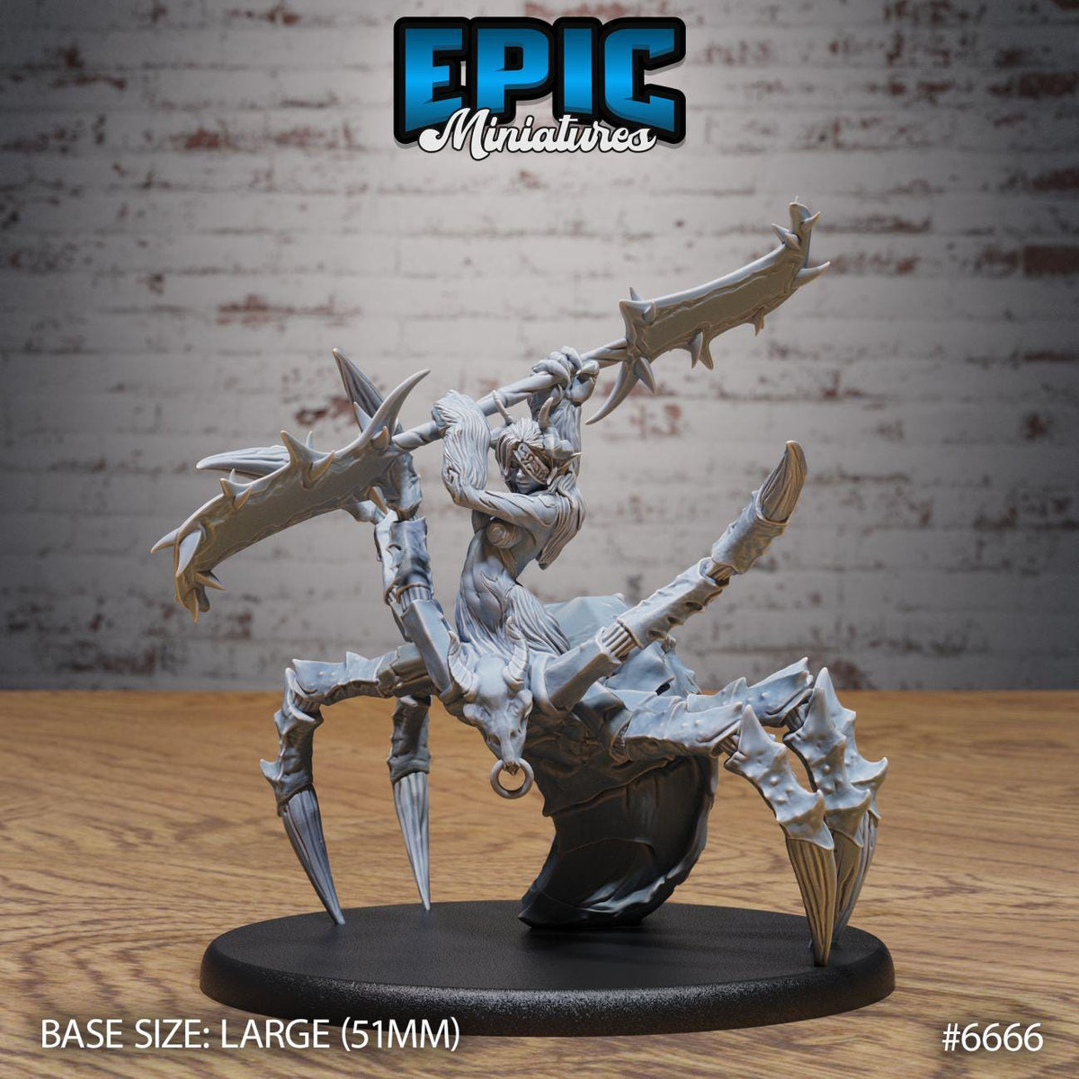 A large figurine of a spider-like creature with sharp claws and a menacing expression, displayed on a black base.