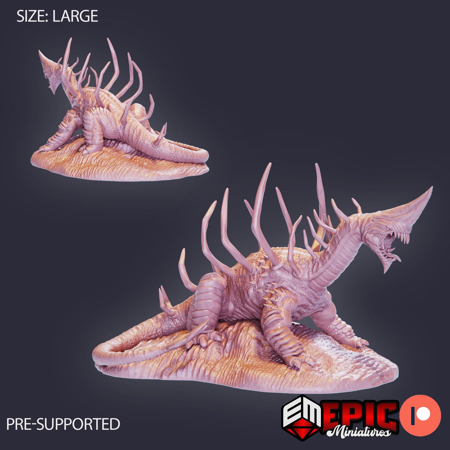 3D Resin Miniature Sand Wyrm - D&D Epic Miniatures