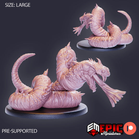 3D Resin Miniature Giant Sand Snake - D&D Epic Miniatures