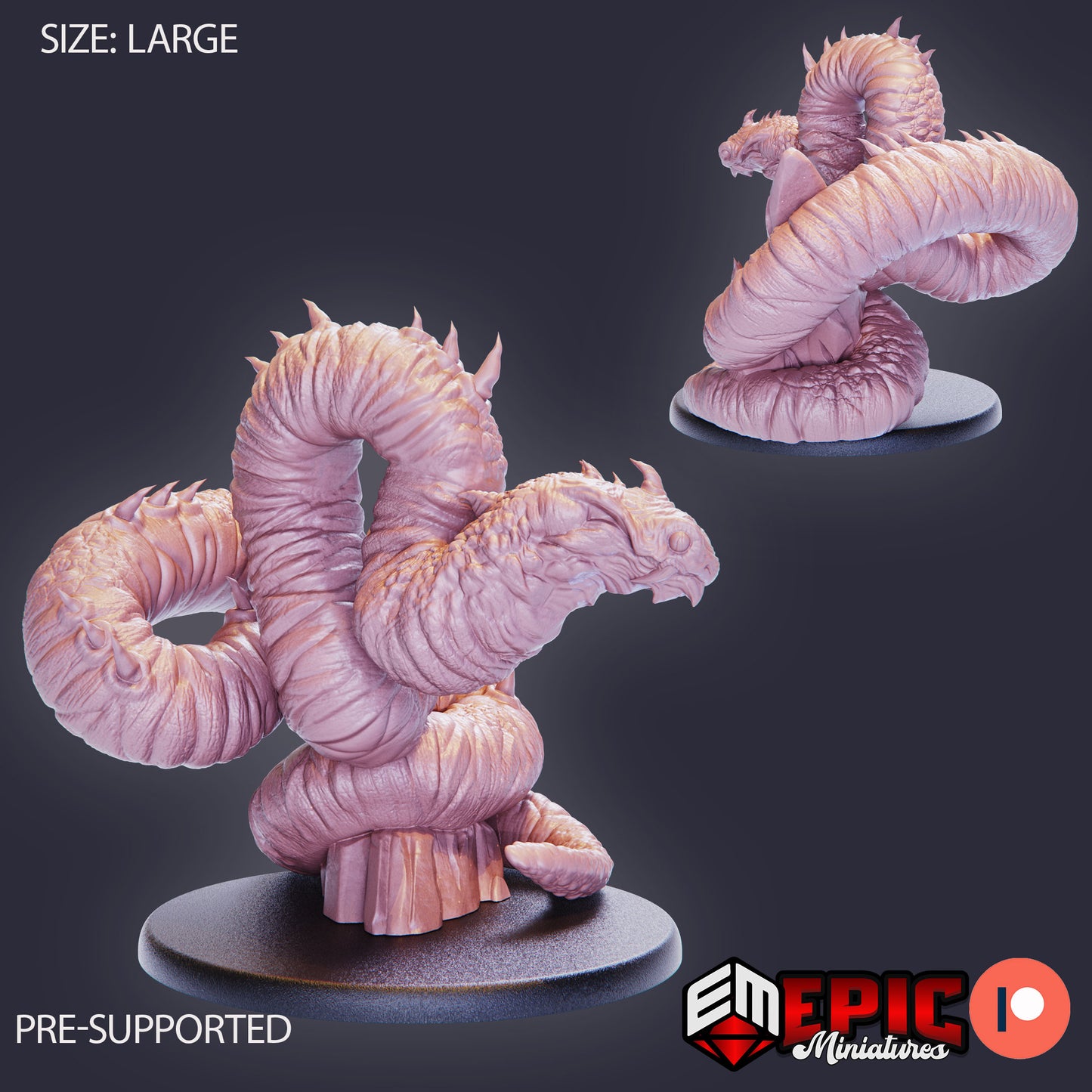 3D Resin Miniature Giant Sand Snake - D&D Epic Miniatures