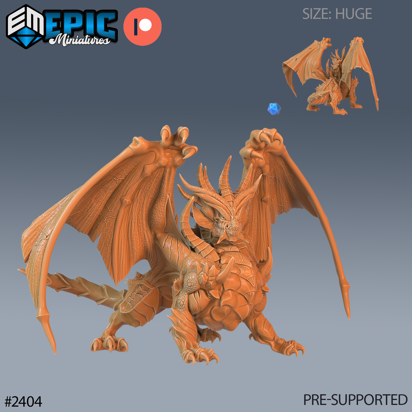 3D Resin Miniature Grey Dragon - D&D - Epic Miniatures