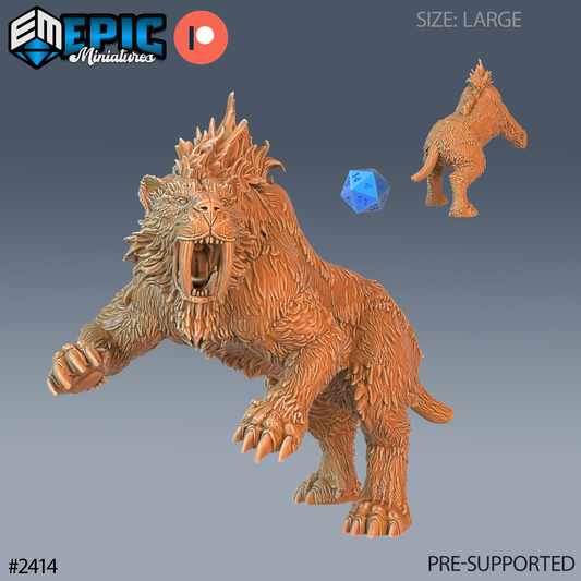 3D Resin Miniature Sabretooth Tiger - D&D - Epic Miniatures