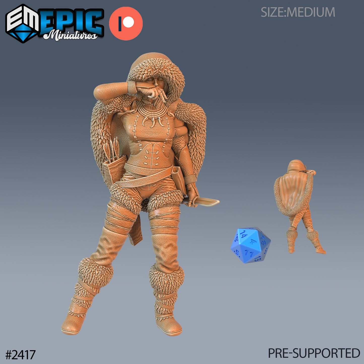 3D Resin Miniature Northern Tribes Warrior - D&D Epic Miniatures