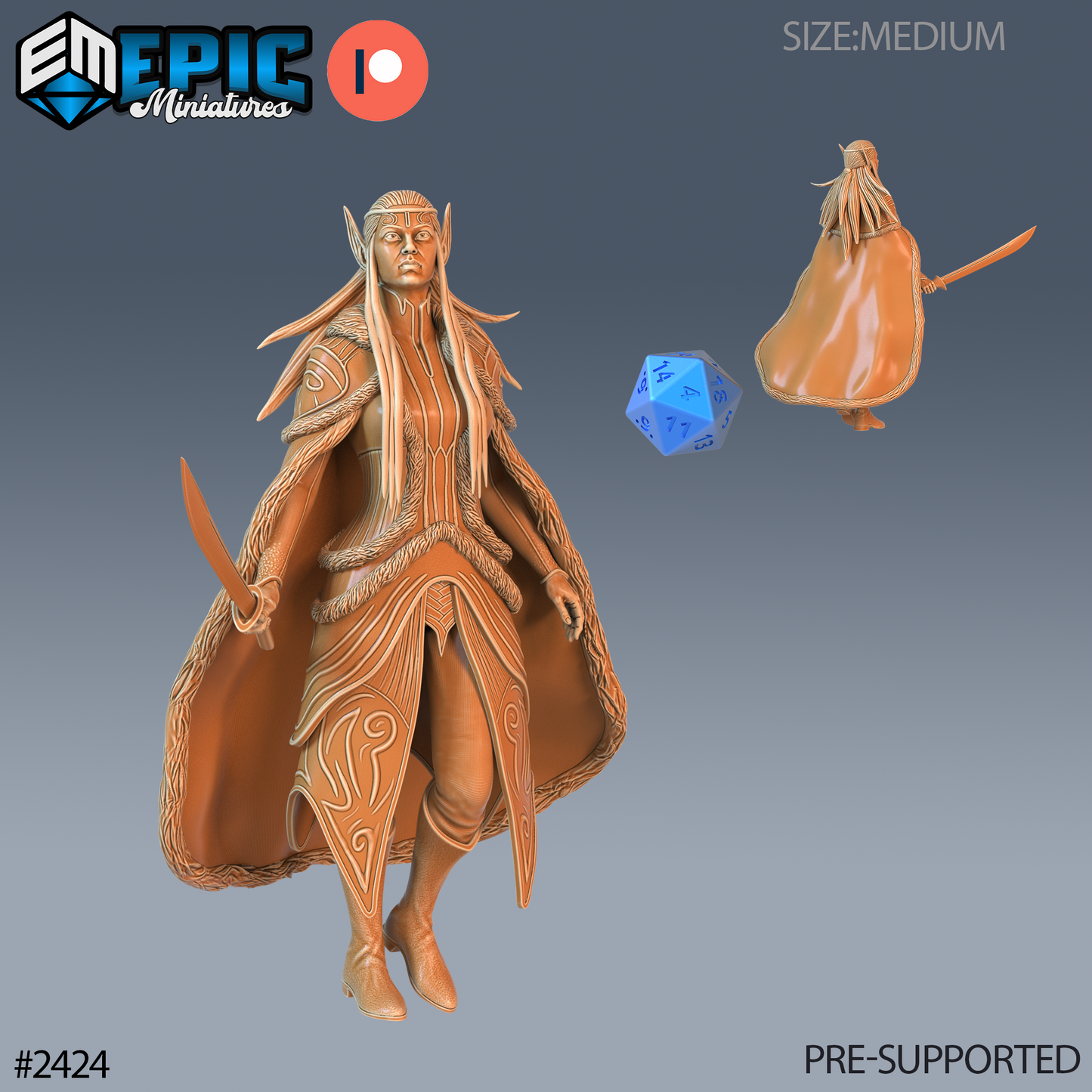 3D Resin Miniature Fey Elf Winter - D&D Epic Miniatures