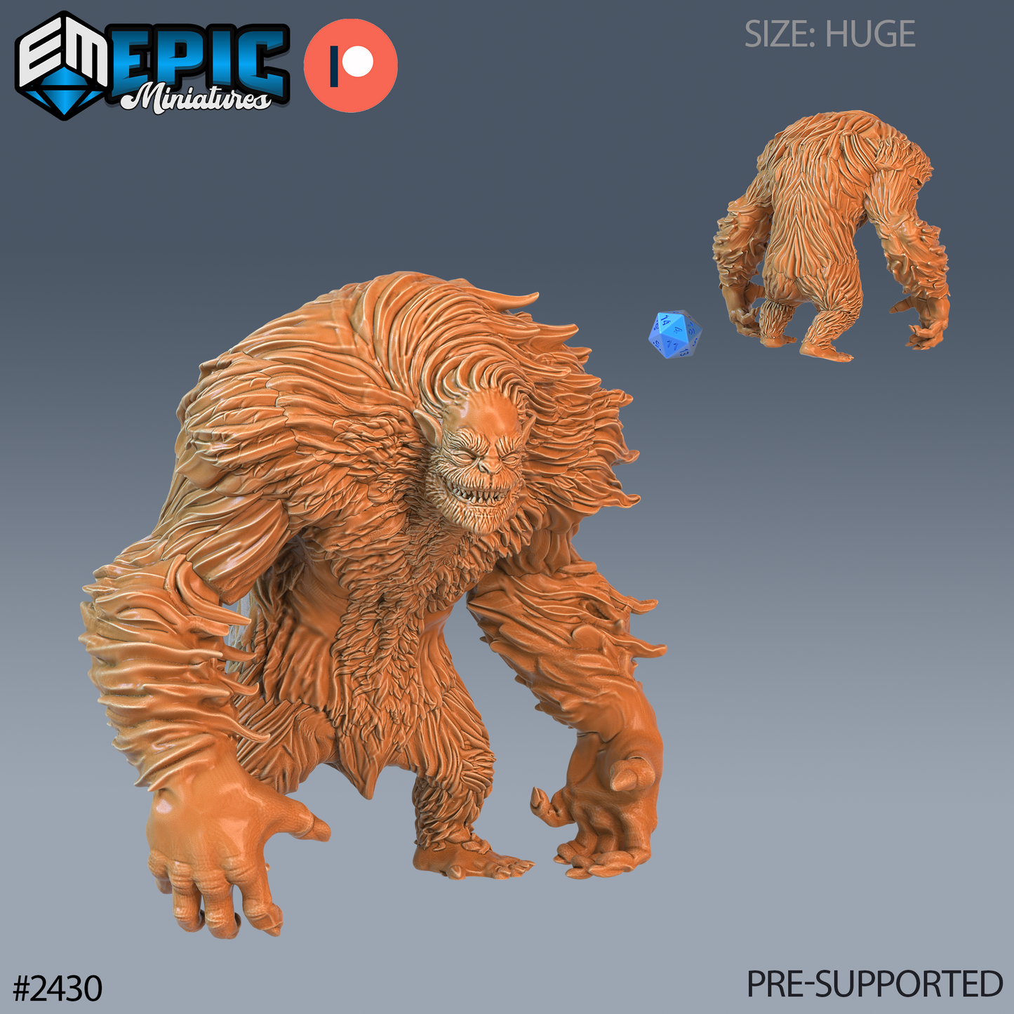 3D Resin Miniature Yeti Abomination - D&D Epic Miniatures