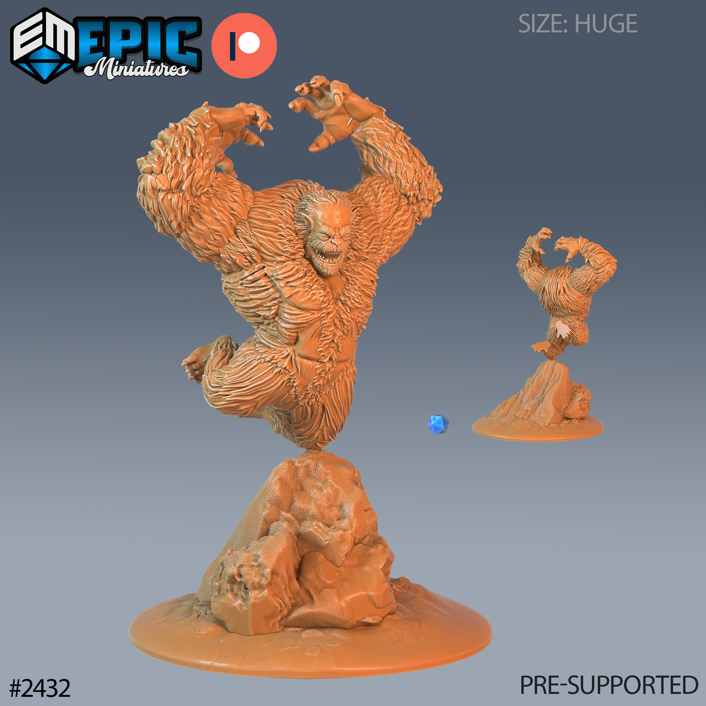 3D Resin Miniature Yeti Abomination - D&D Epic Miniatures