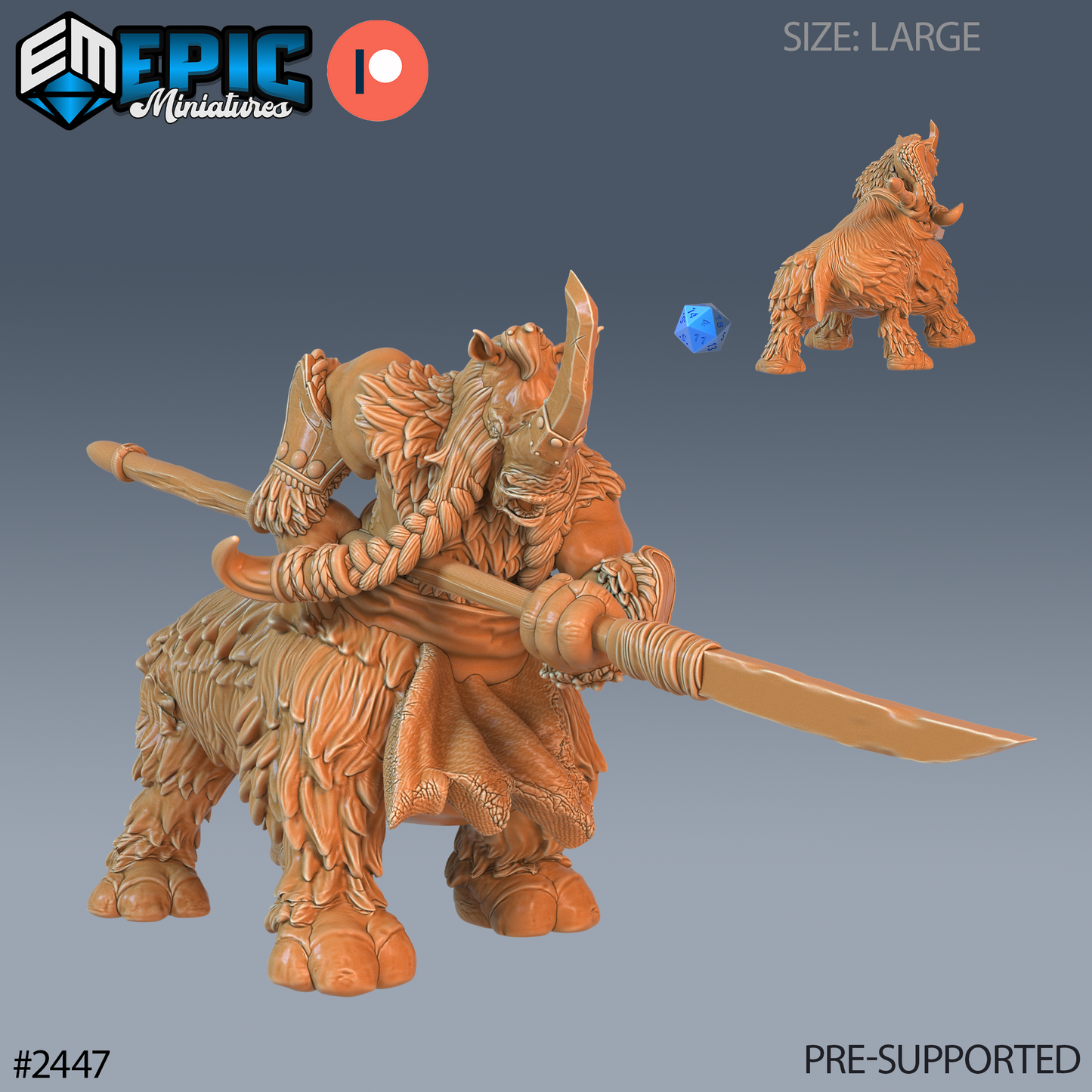3D Resin Miniature Rhino Centaur - D&D - Epic Miniatures