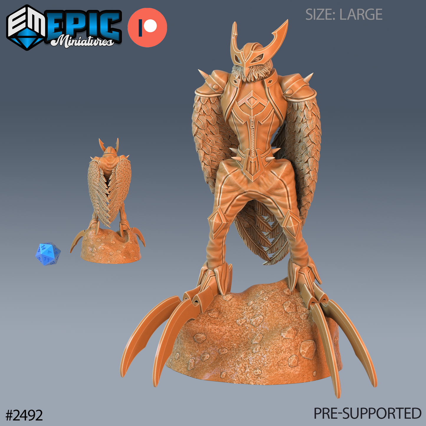 3D Resin Miniature Owl Harpy - D&D Epic Miniatures