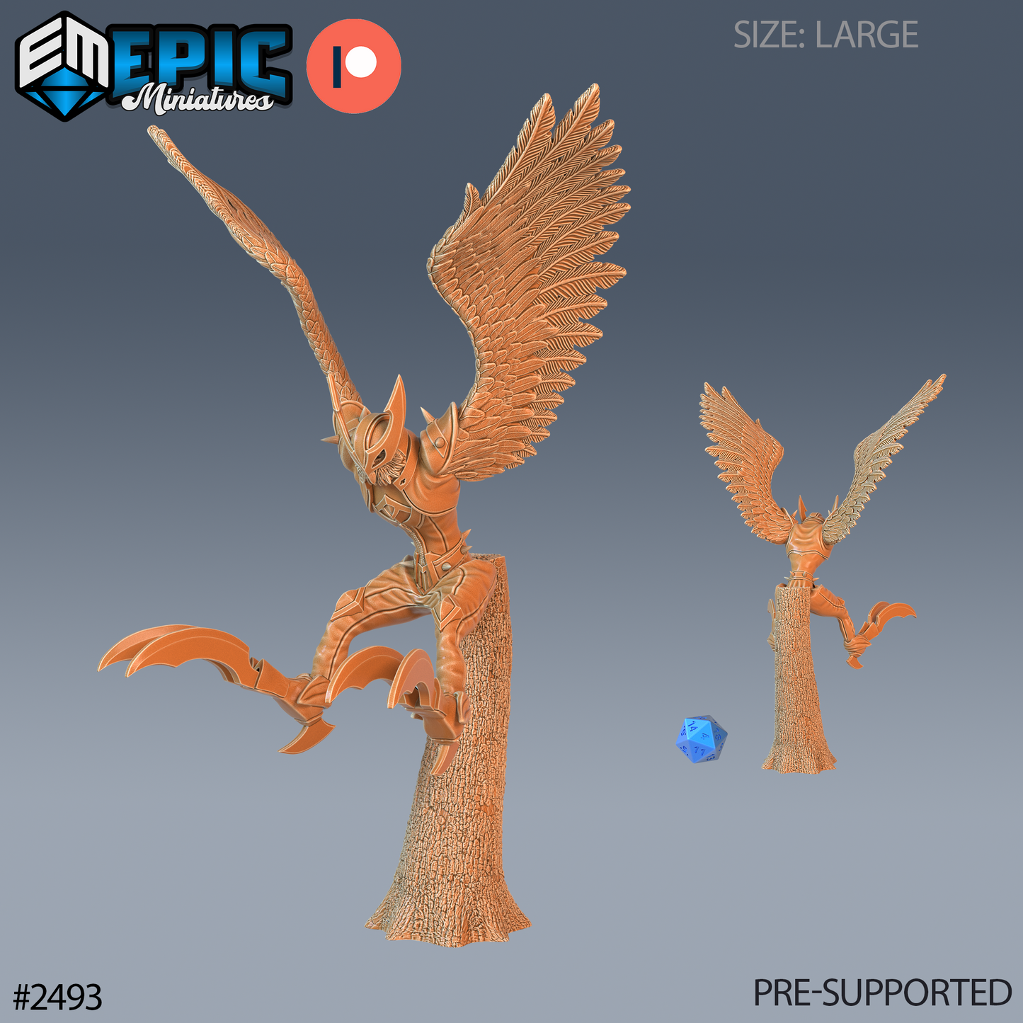 3D Resin Miniature Owl Harpy - D&D Epic Miniatures
