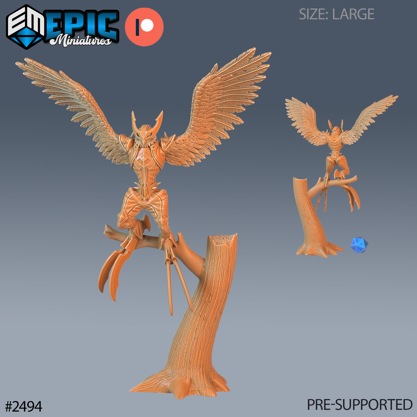 3D Resin Miniature Owl Harpy - D&D Epic Miniatures