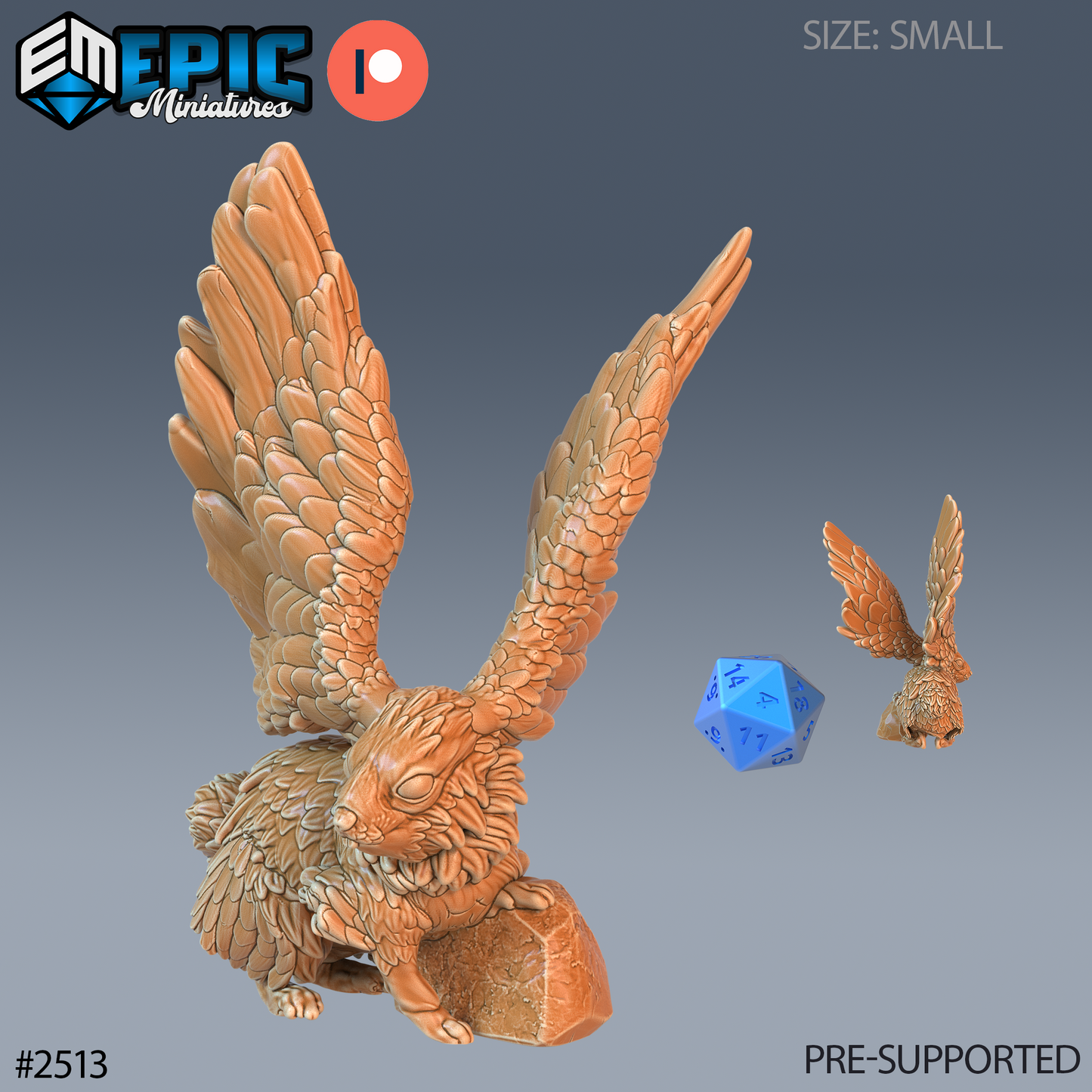 3D Resin Miniature Flying Rabbit - D&D Epic Miniatures