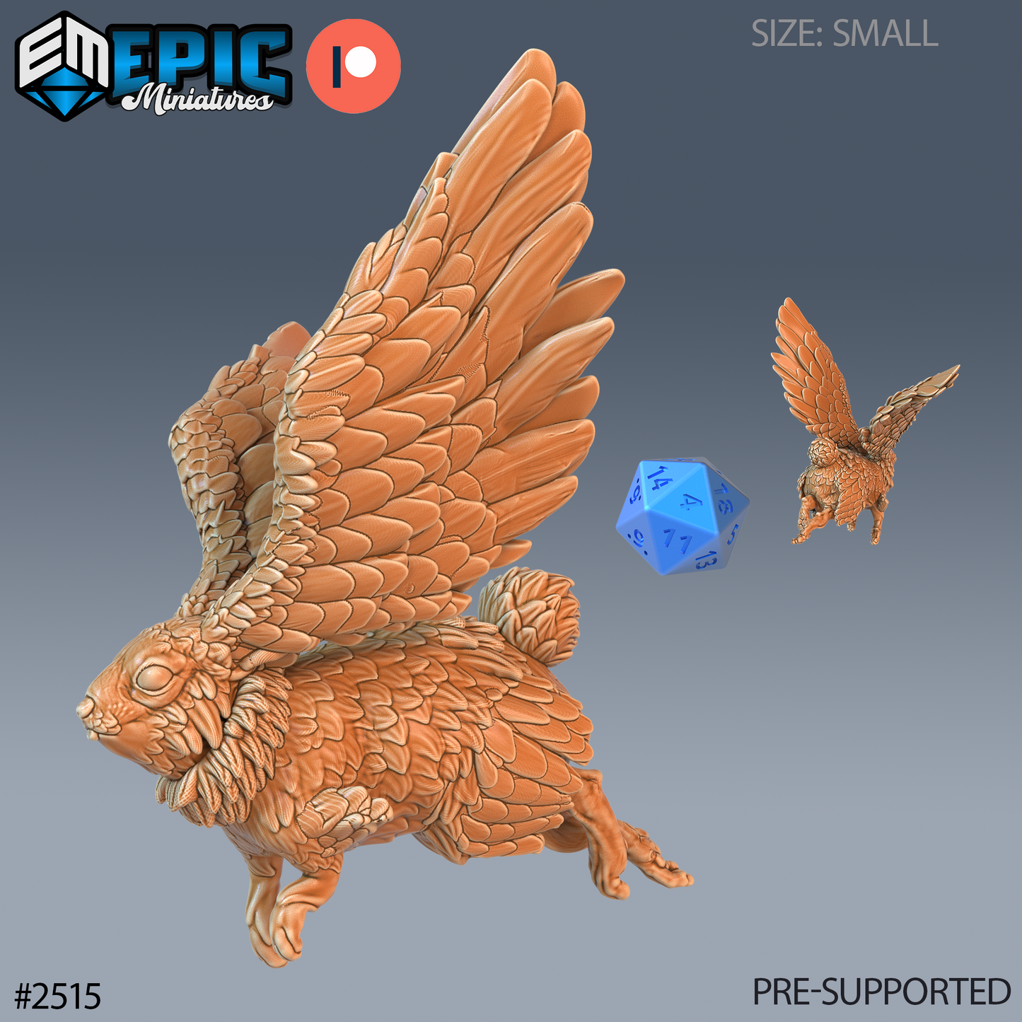 3D Resin Miniature Flying Rabbit - D&D Epic Miniatures