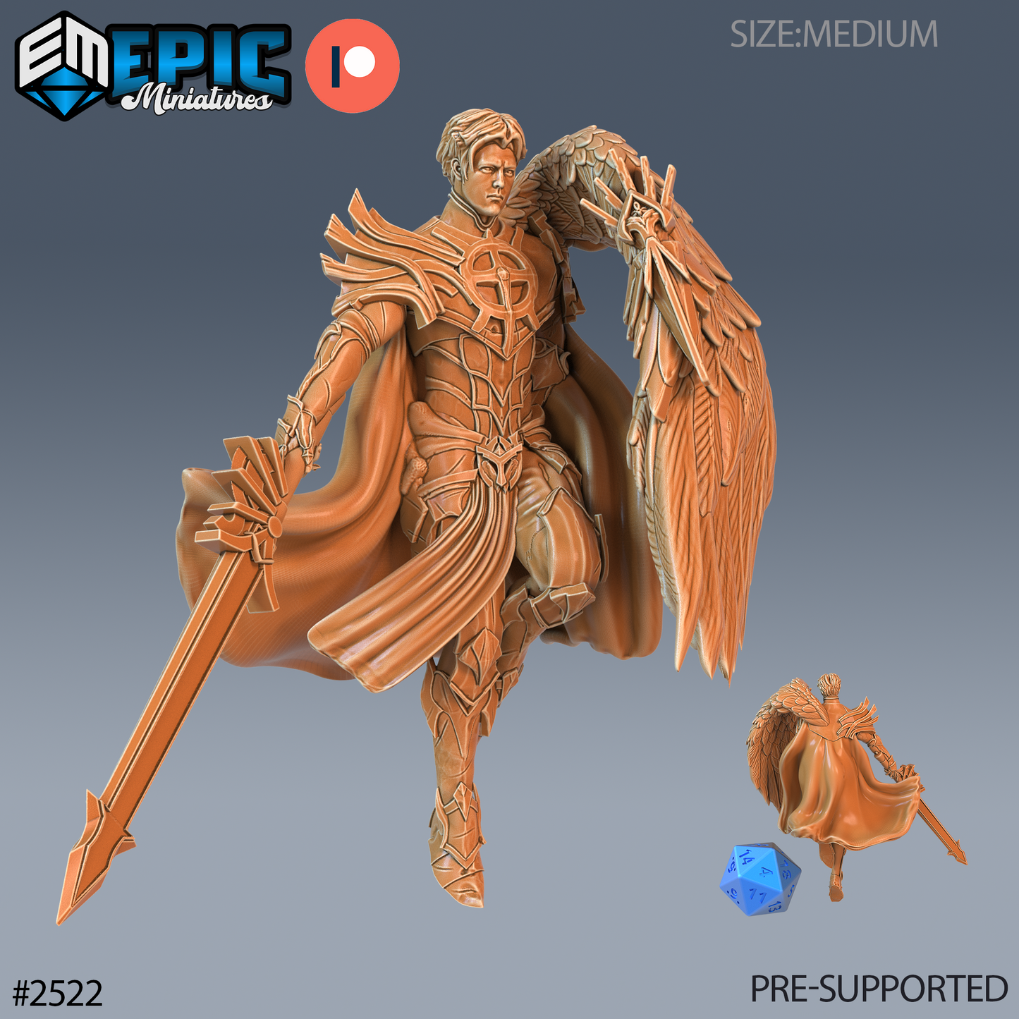 3D Resin Miniature Half Angel Paladin - D&D Epic Miniatures