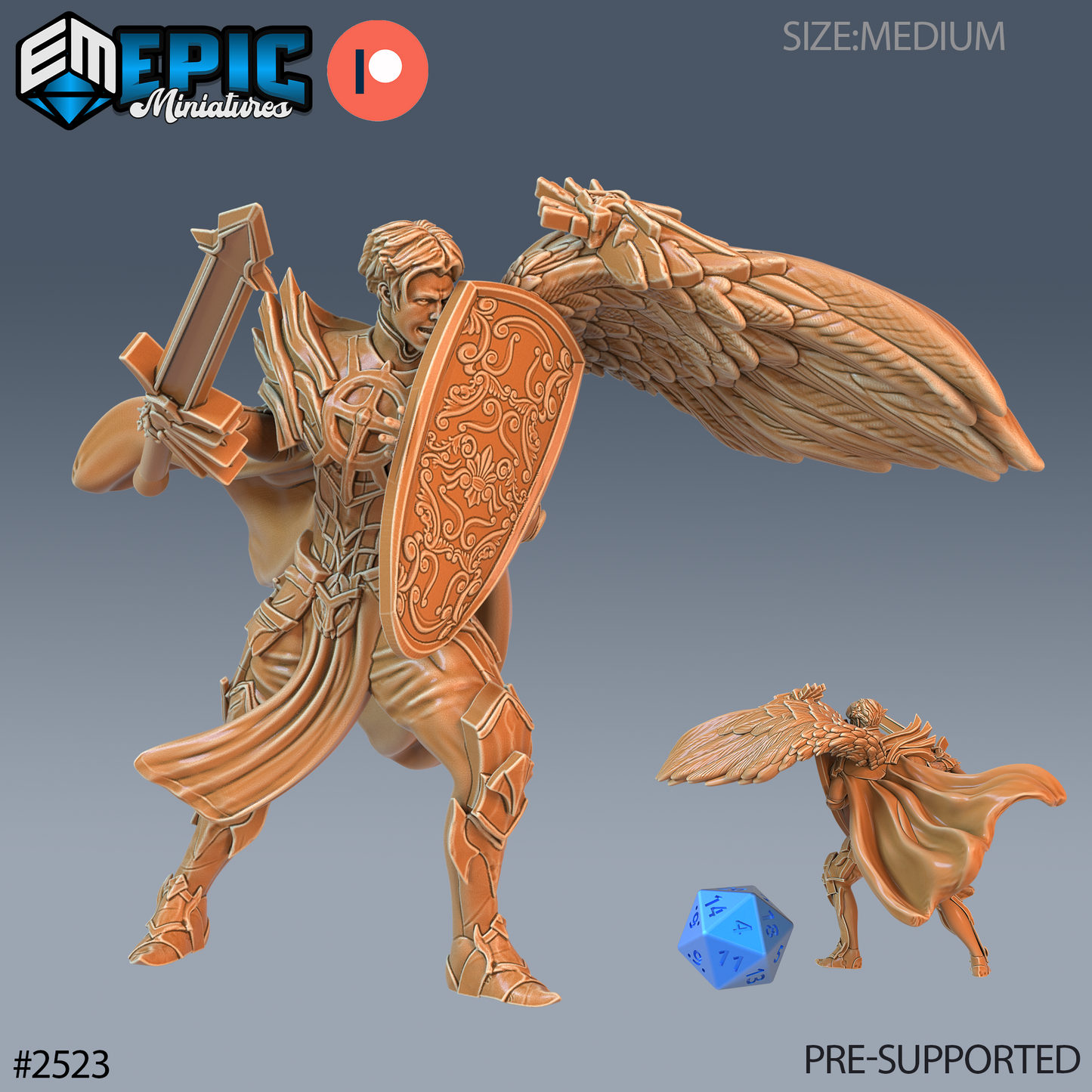 3D Resin Miniature Half Angel Paladin - D&D Epic Miniatures
