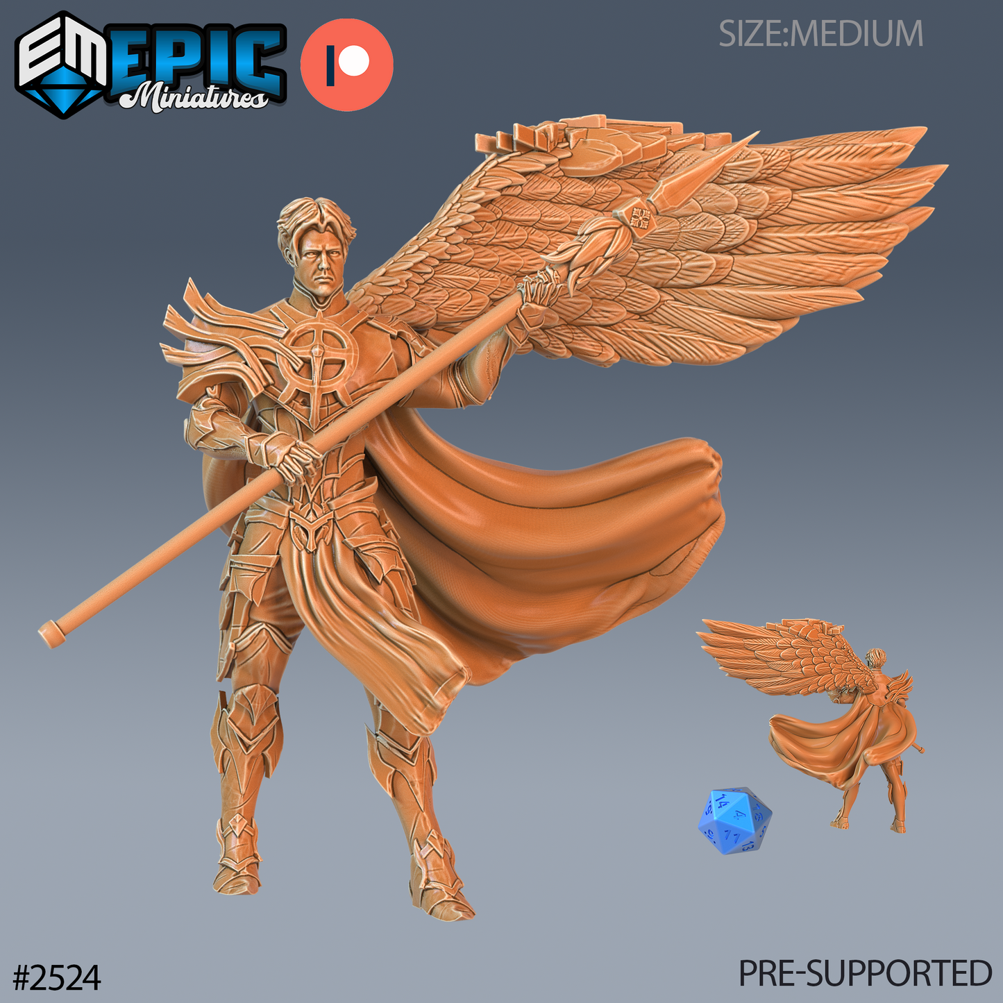 3D Resin Miniature Half Angel Paladin - D&D Epic Miniatures