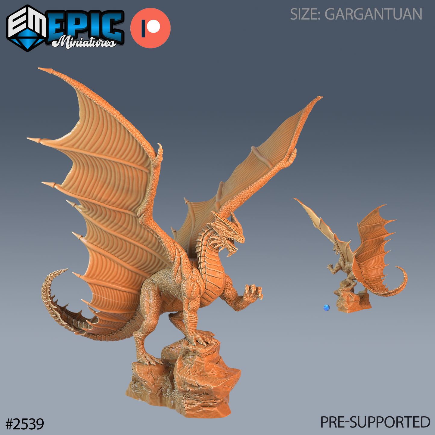 3D Resin Miniature Copper Dragon - D&D Epic Miniatures