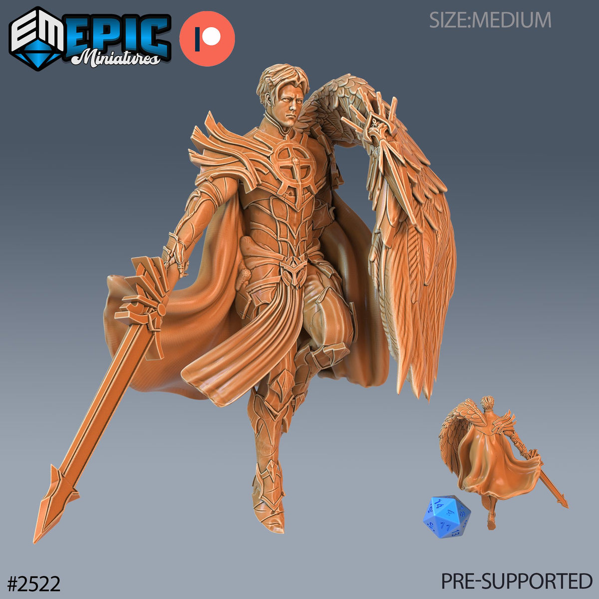3D Resin Miniature Half Angel Paladin - D&D Epic Miniatures