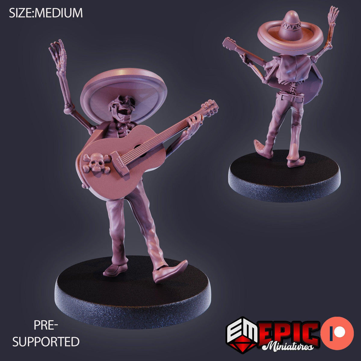 3D Resin Miniature Skeleton Musician - D&D Epic Miniatures