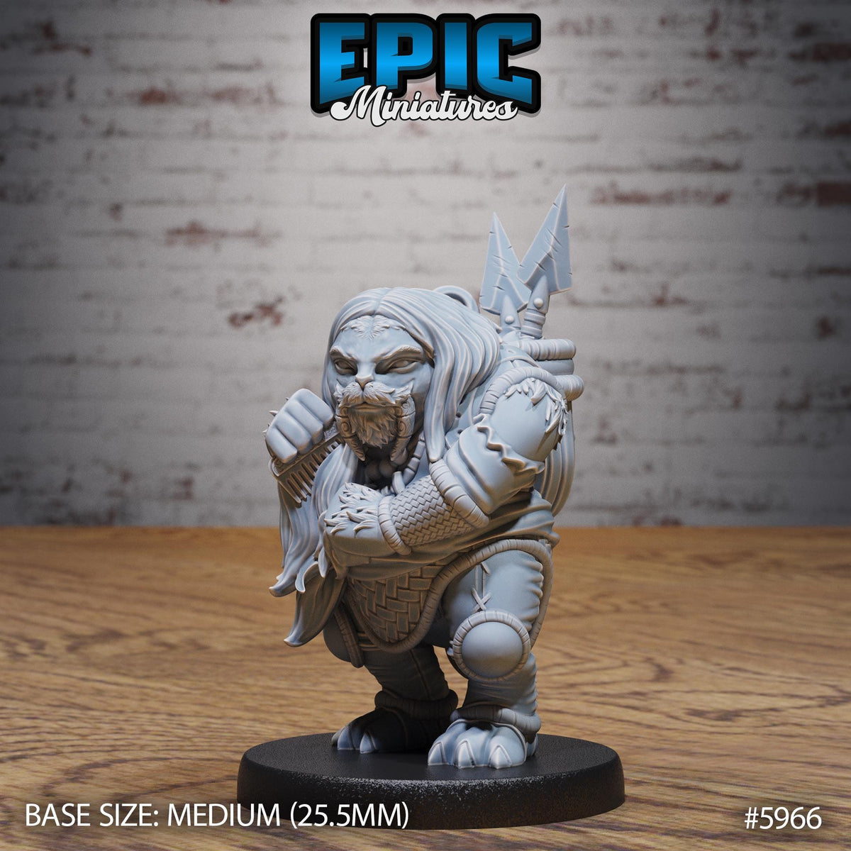 3D Resin Miniature Walrus Folk Huntress - D&D Epic Miniatures