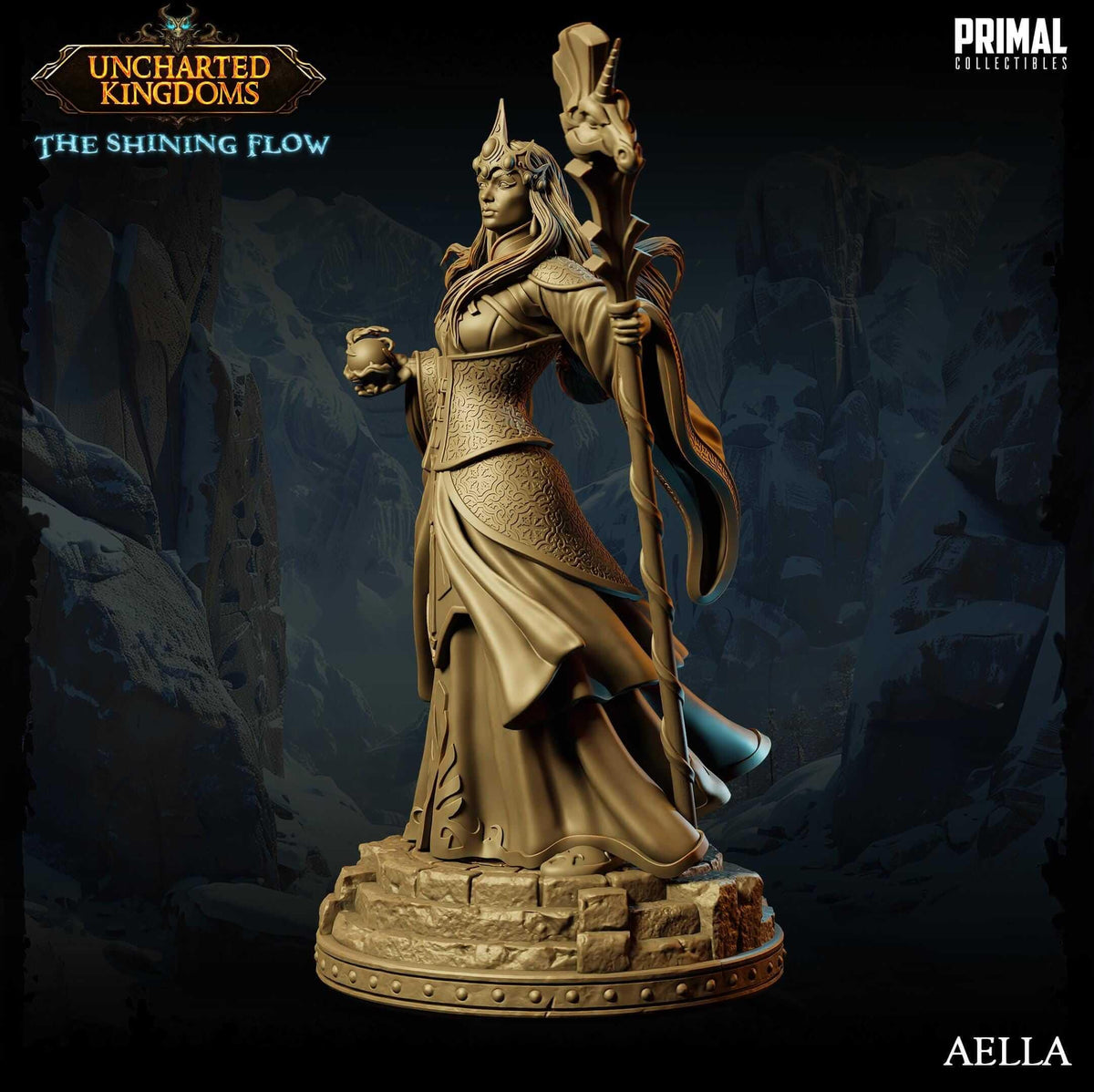 Aella Mage Queen - Uncharted Kingdoms 3D Printed Resin RPG/Tabletop/Boardgames Miniature Primal Collectibles
