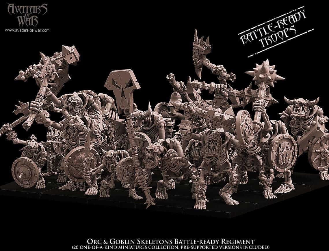 Orc & Goblin Skeleton Warriors Battle Ready regiment - Avatars of War