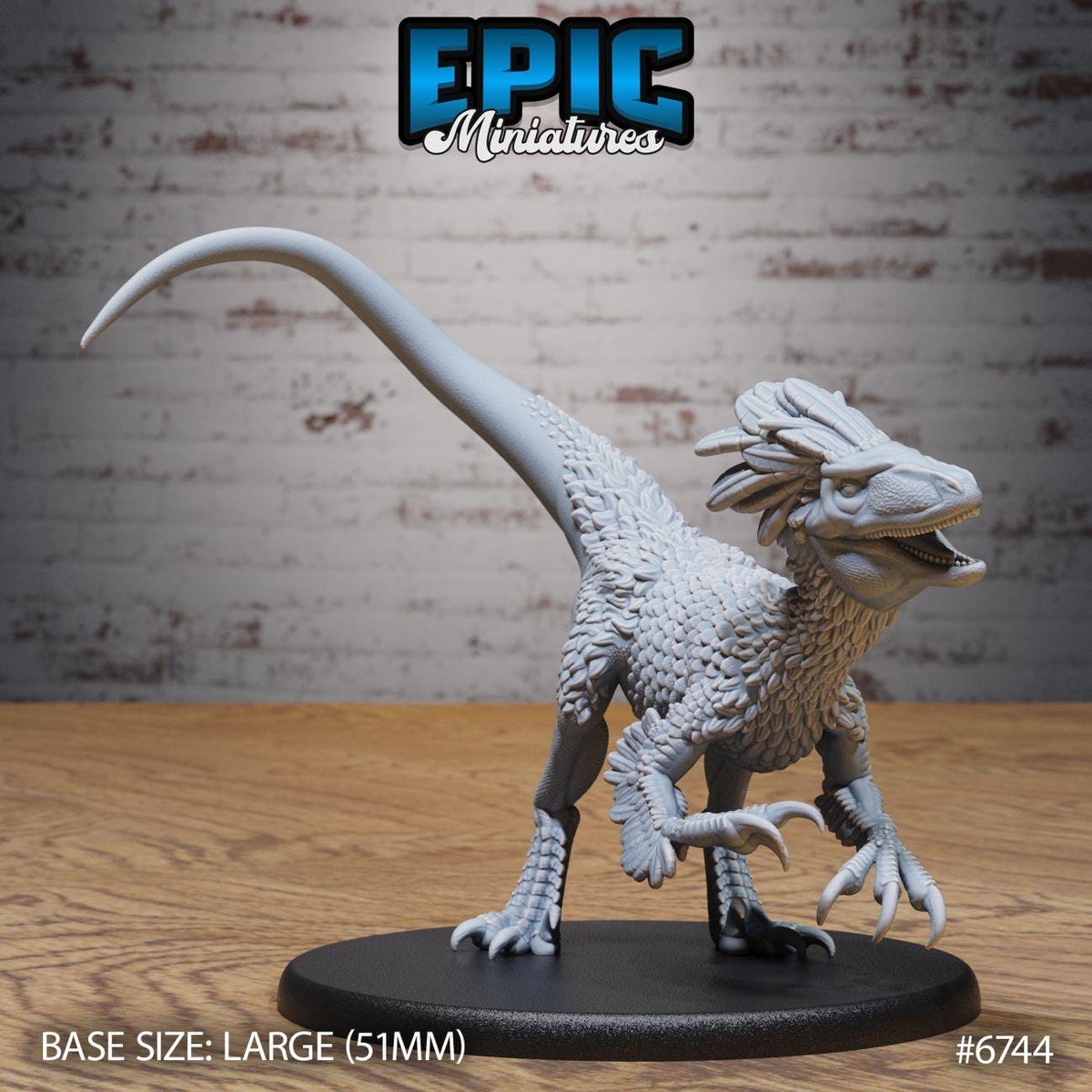 A 3D model of a dinosaur-like creature, possibly a raptor or similar prehistoric animal, displayed on a black base.