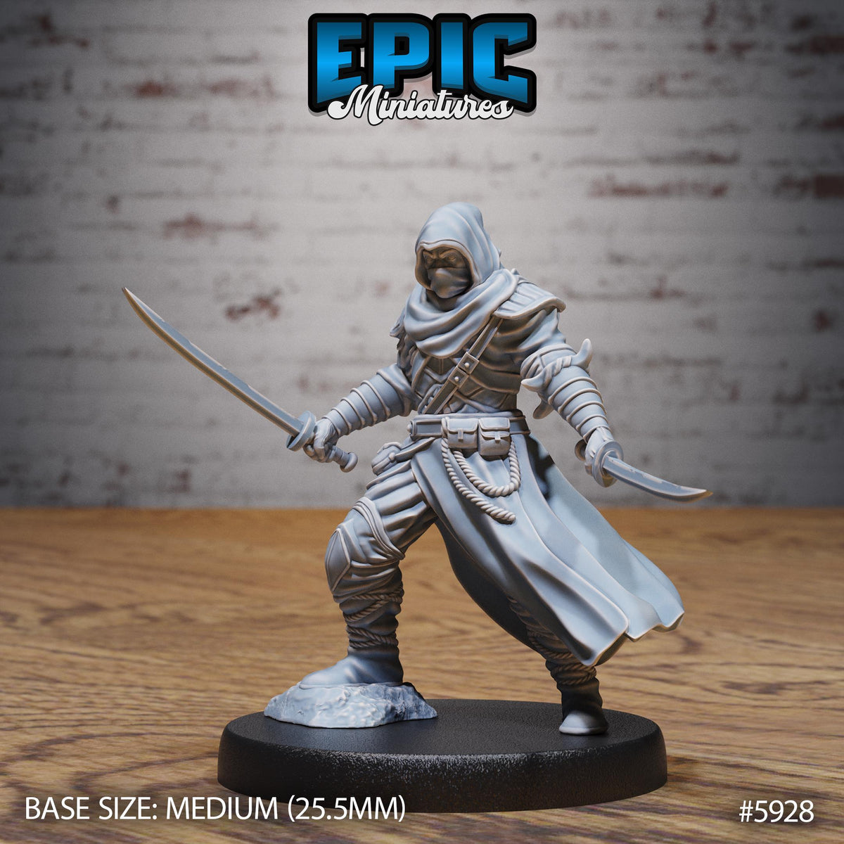 3D Resin Miniature White Ninja - D&D Epic Miniatures