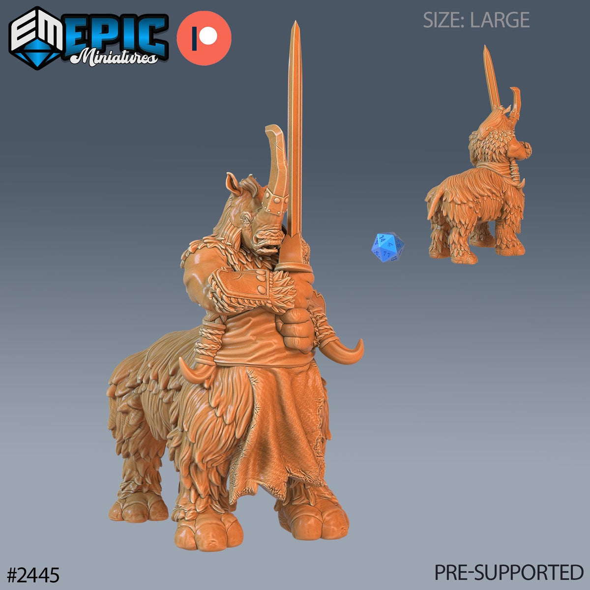 3D Resin Miniature Rhino Centaur - D&D Epic Miniatures