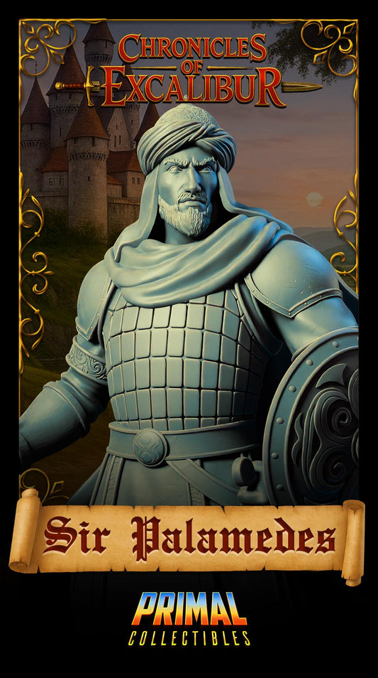 Knight Sir Palamedes from Chronicles of Excalibur displayed as a highly detailed resin miniature.