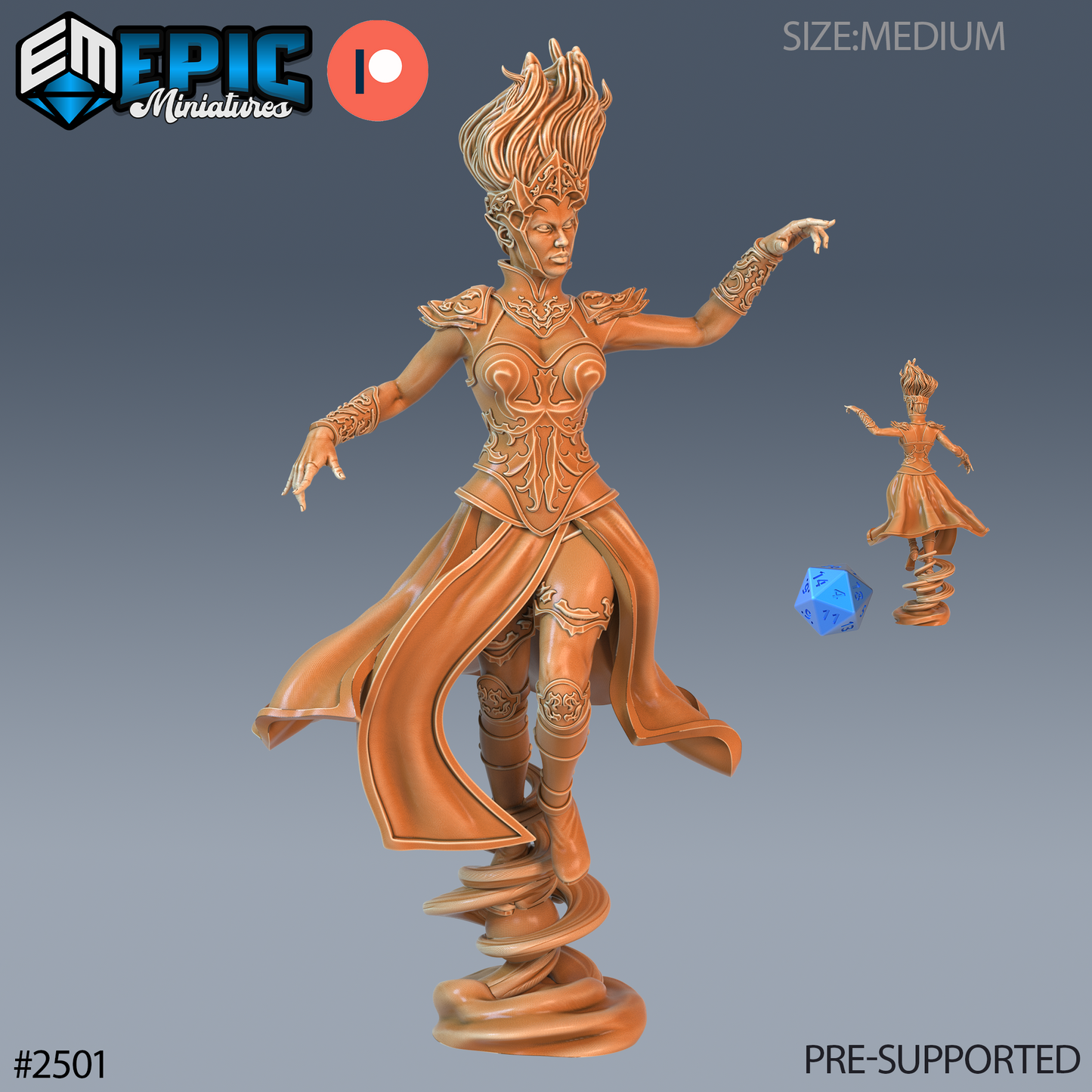 3D Resin Miniature Wind Genasi Female - D&D Epic Miniatures