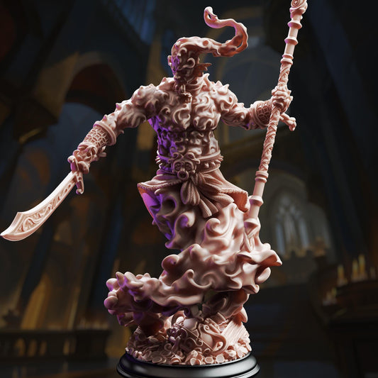 A detailed 3D model of a fantastical, winged creature with intricate, flowing patterns and designs.