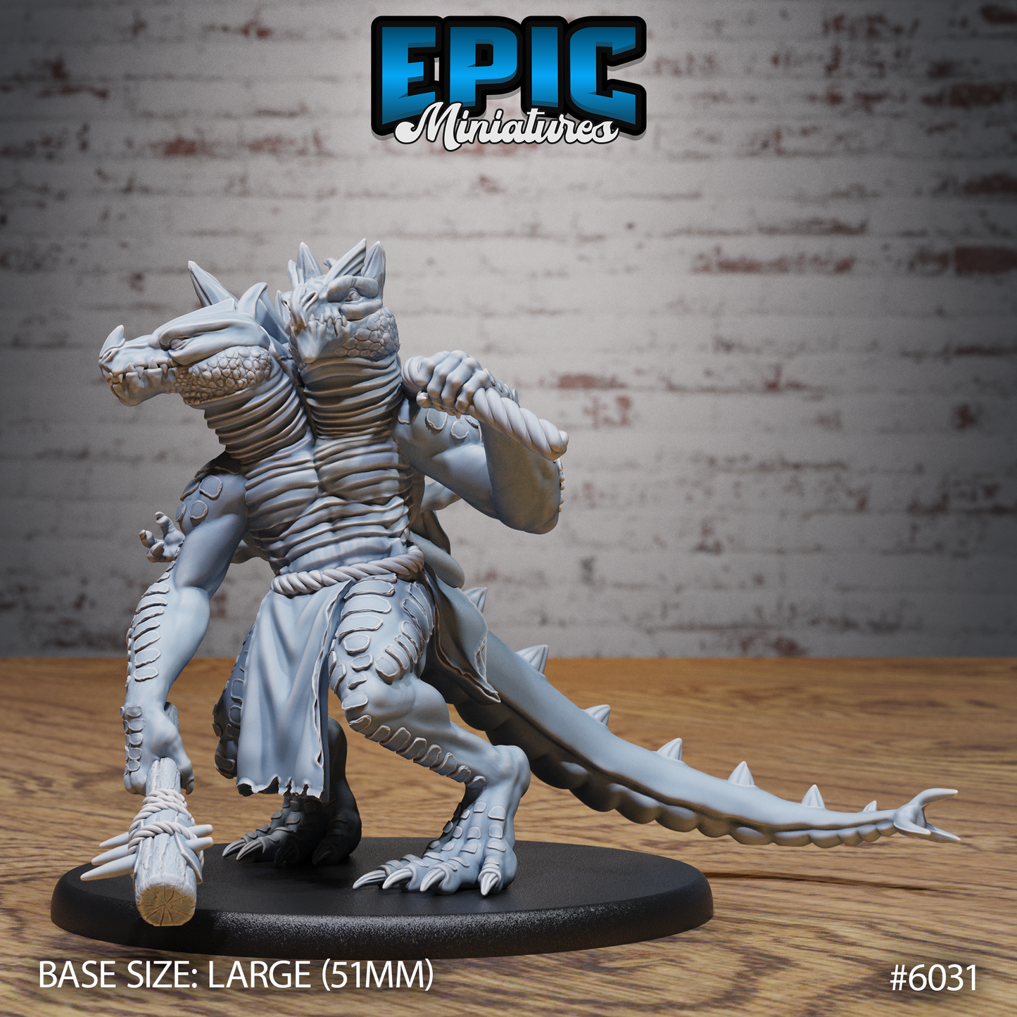 3D Resin Miniature Lizard Folk Ettin - D&D Epic Miniatures