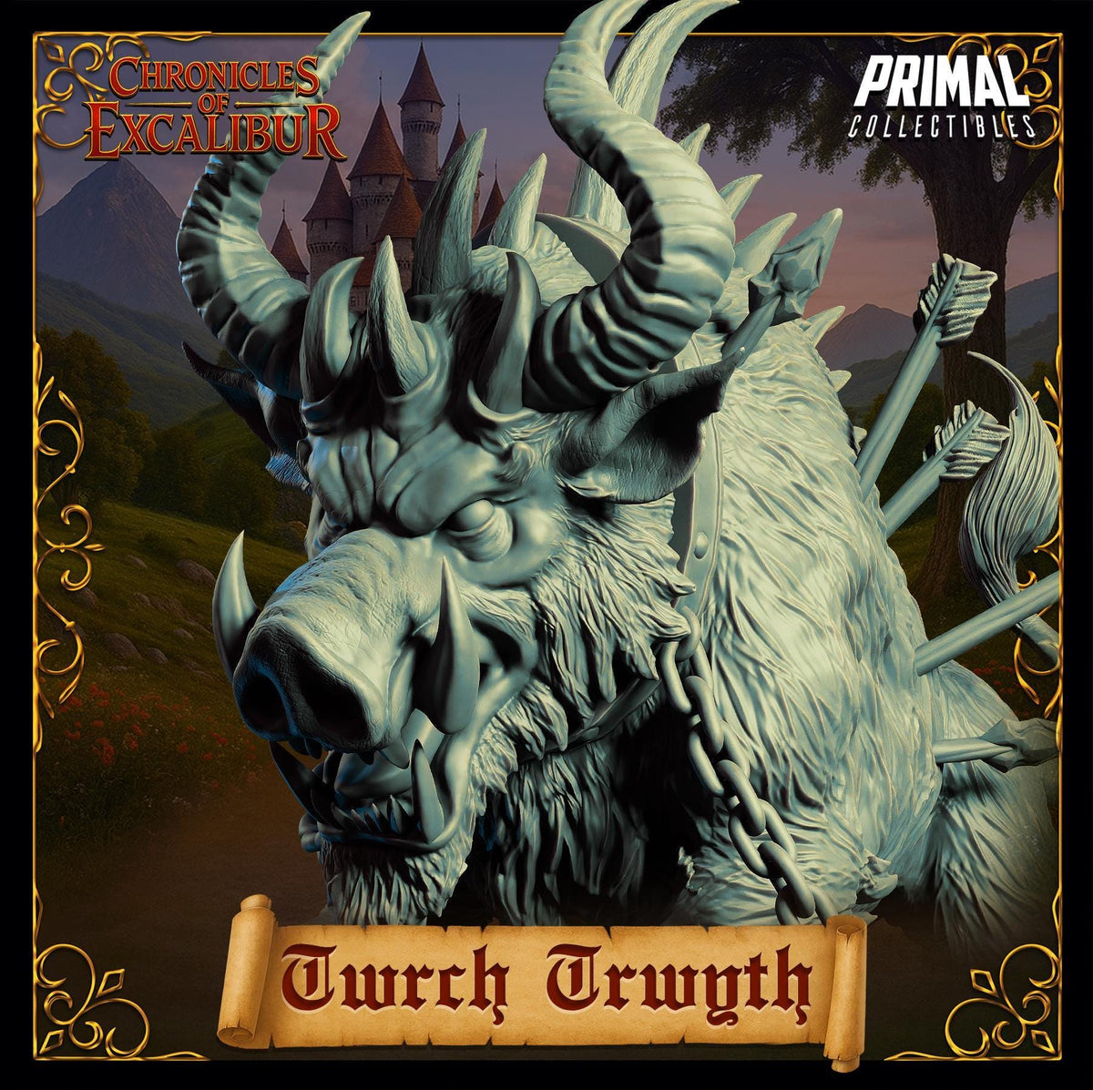 Twrch Trwyth miniature from Chronicles of Excalibur, crafted in premium resin with exquisite detail.