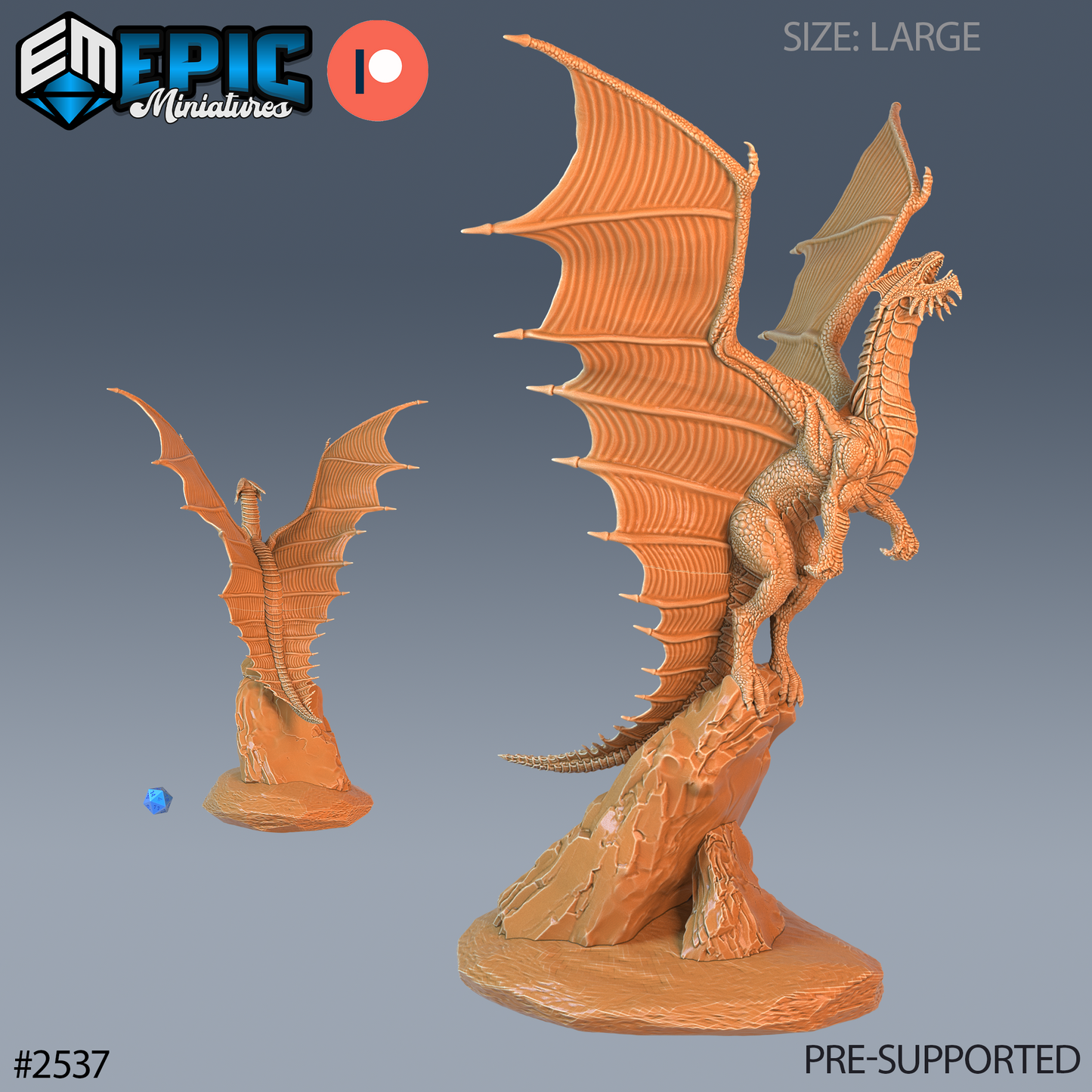 3D Resin Miniature Copper Dragon - D&D Epic Miniatures