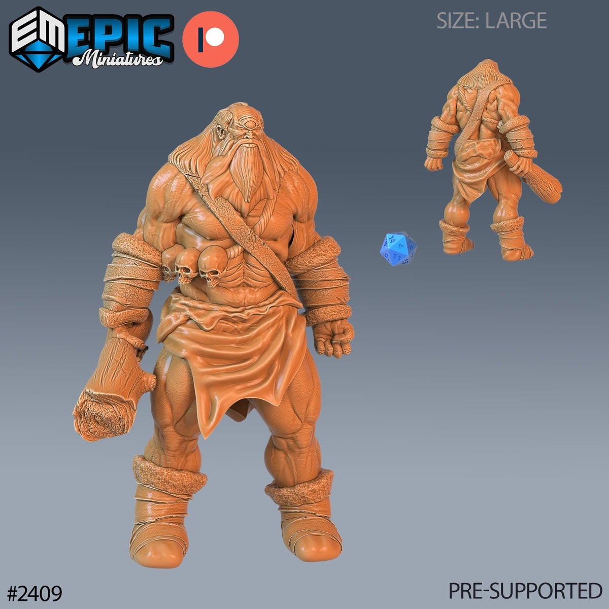 3D Resin Miniature Snow Cyclops - D&D - Epic Miniatures