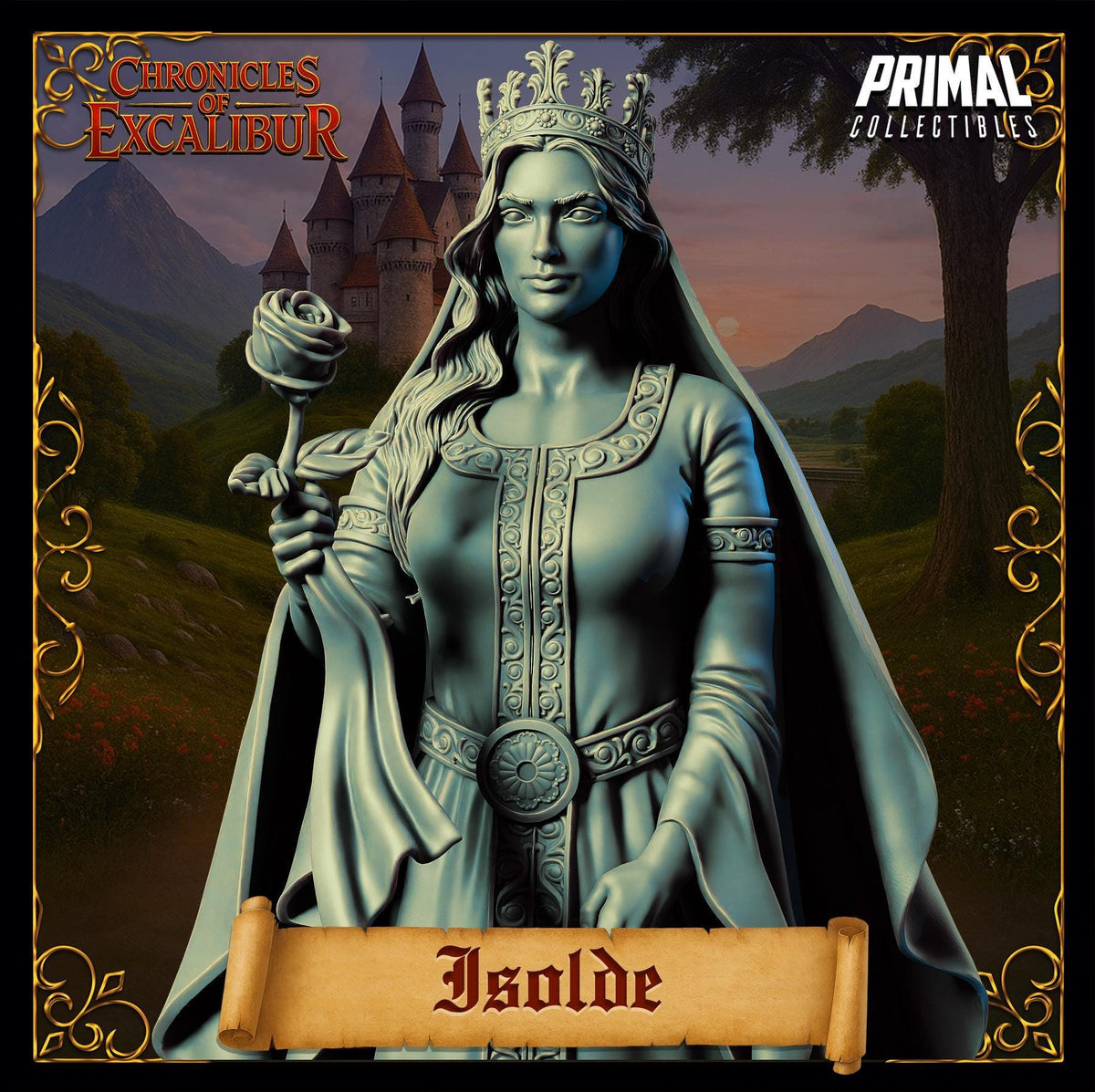 Princess Isolde - Chronicles of Excalibur collectible miniature in premium grey resin with intricate details.