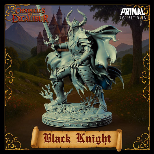 Black Knight miniature from Chronicles of Excalibur, crafted in premium resin for collectors and gaming enthusiasts.