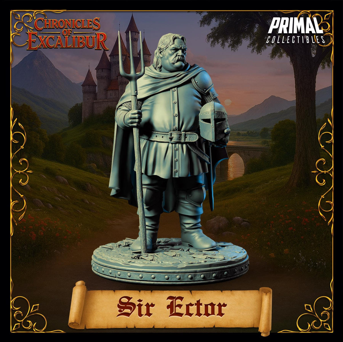 Knight Sir Ector miniature from Chronicles of Excalibur, crafted in premium resin for tabletop gaming and collectibles.