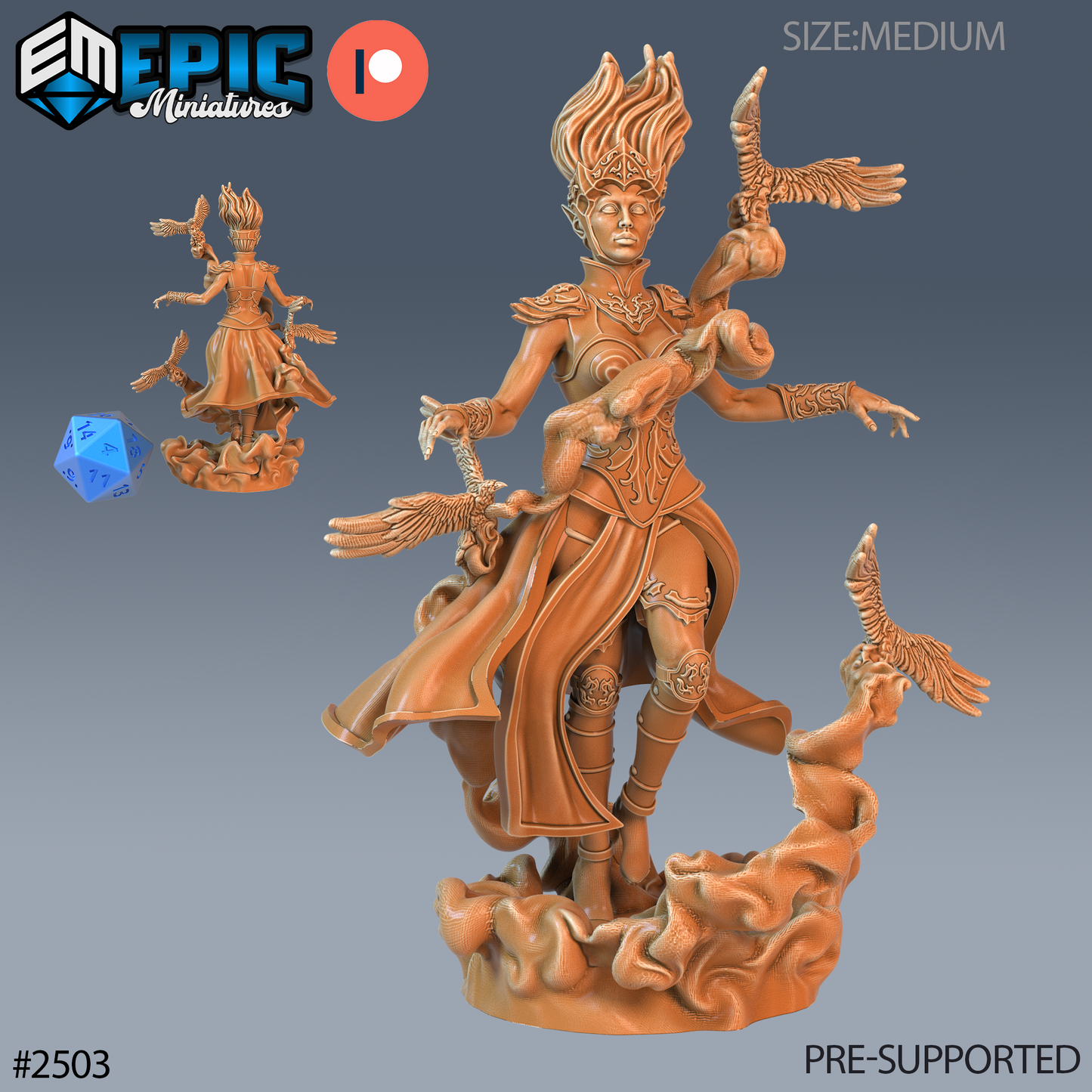3D Resin Miniature Wind Genasi Female - D&D Epic Miniatures
