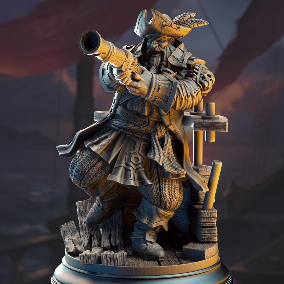 Dwarf Pirate Captain - Baradin Blackbeard - 3D Printed Resin RPG/Tabletop/Boardgames Miniature DM Stash