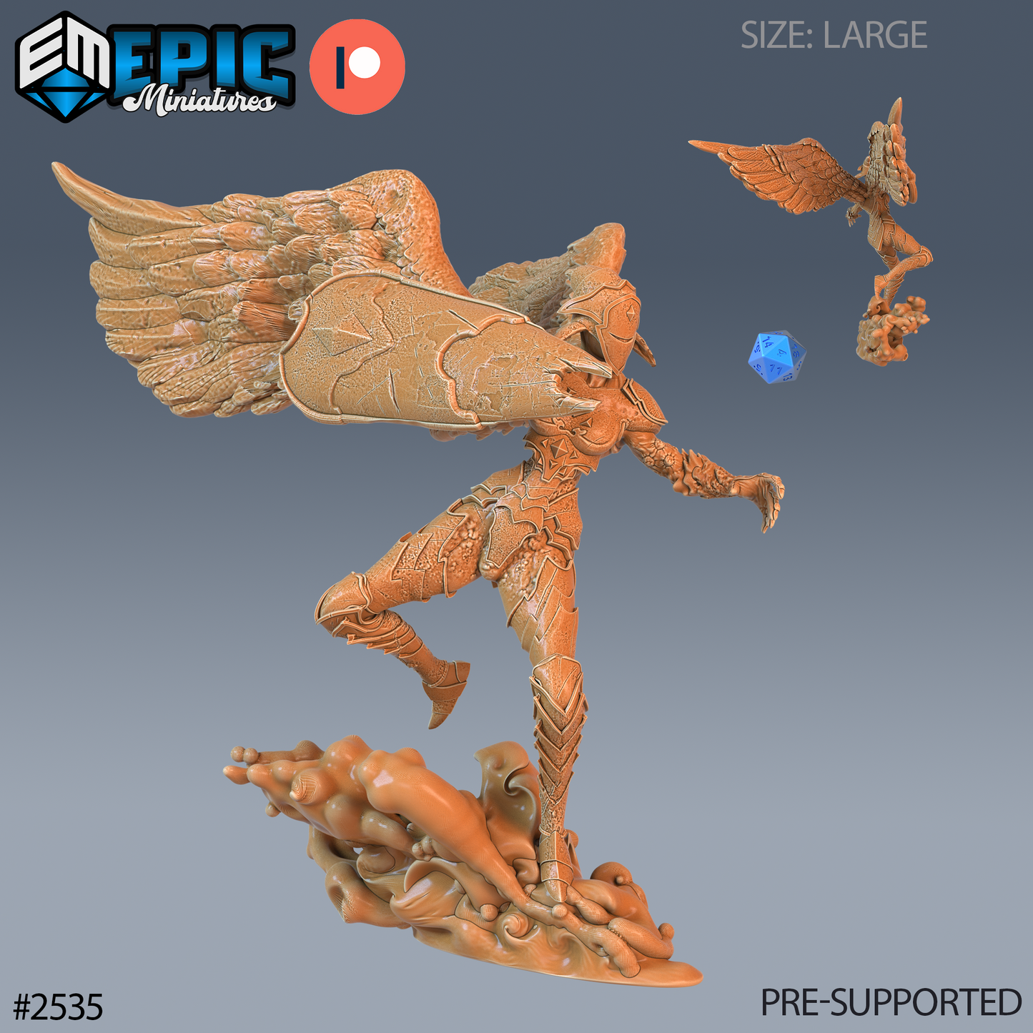 3D Resin Miniature Animated Angel Statue - D&D Epic Miniatures