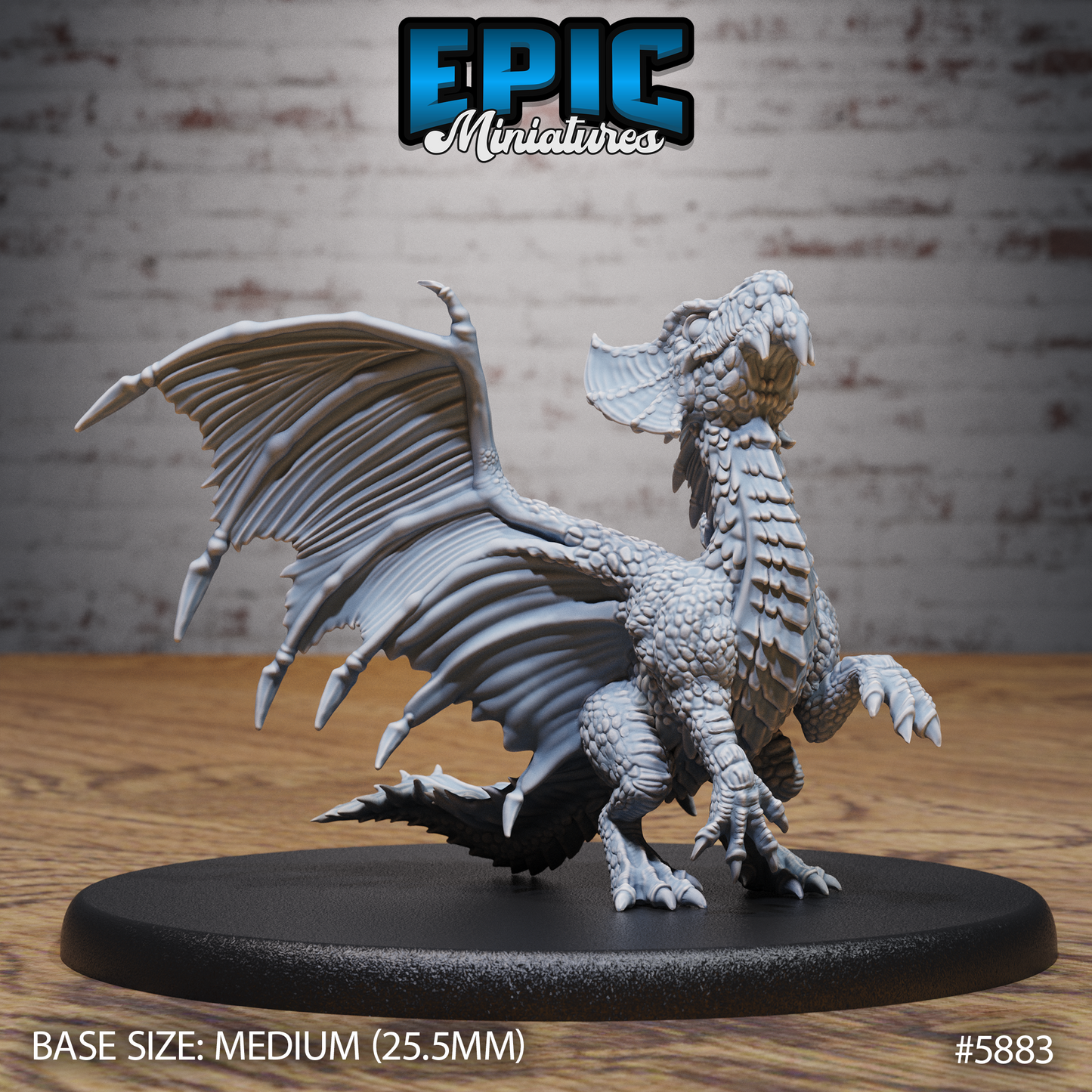 3D Resin Miniature Brass Dragon Wyrmling - D&D Epic Miniatures