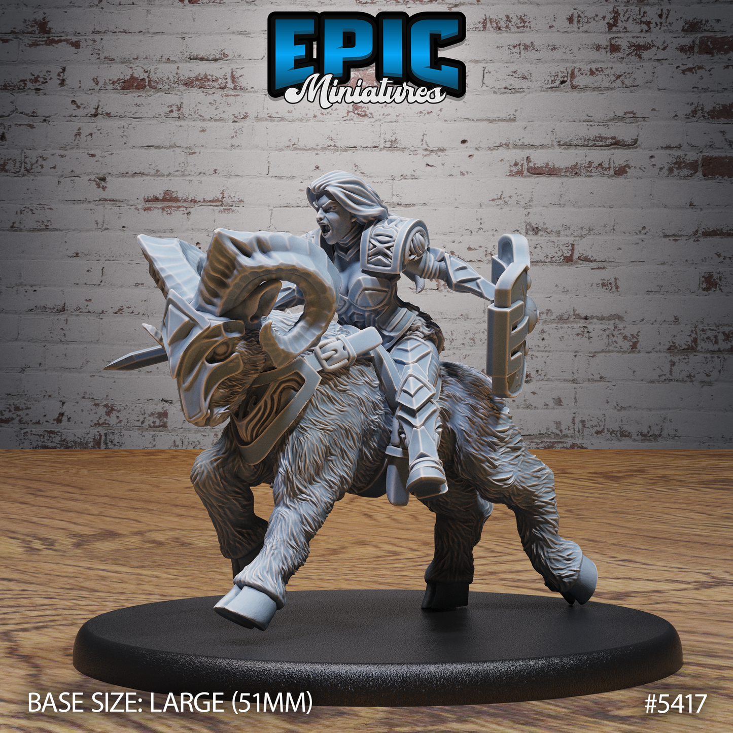 3D Resin Miniature Dwarf Goat Rider - D&D Epic Miniatures