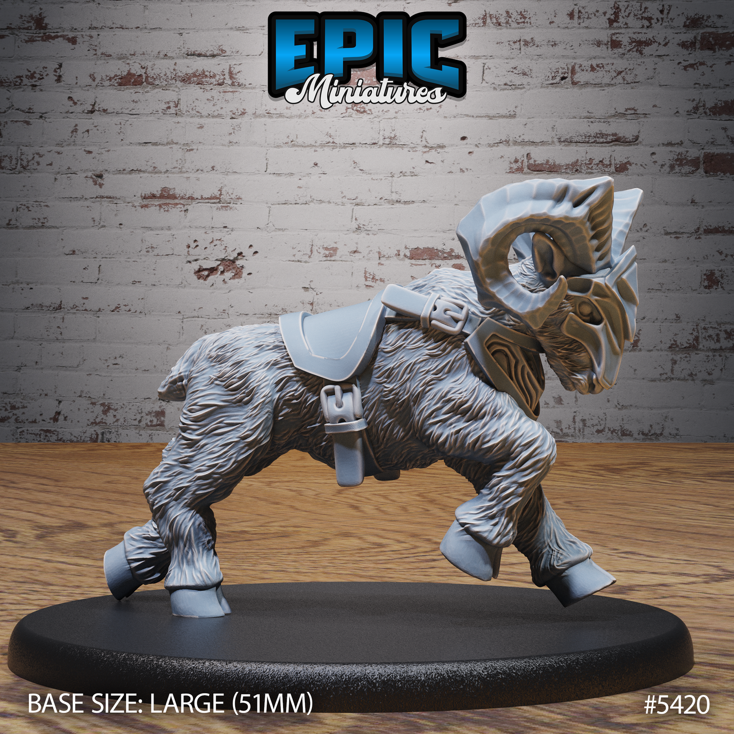 3D Resin Miniature Dwarf Goat Rider - D&D Epic Miniatures